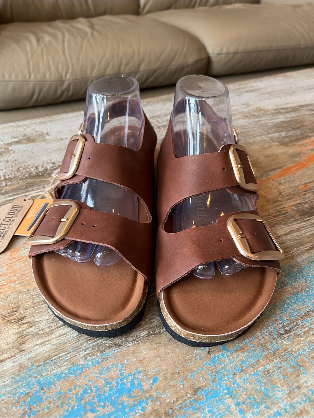 NWT Project Cloud Garda Genuine Leather Big Buckle Sandals Size 9 - Picture 3 of 14
